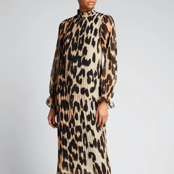 NWT Ganni Pleated Georgette Dress - Picture 1 of 5